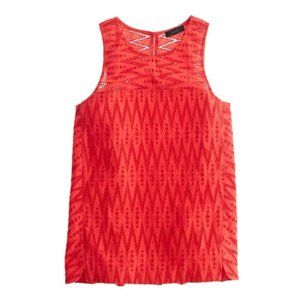 J Crew Seamed Shell Zigzag Eyelet Tank Top